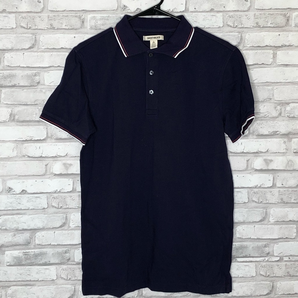 GoodThreads dark blue polo, short sleeves, Small